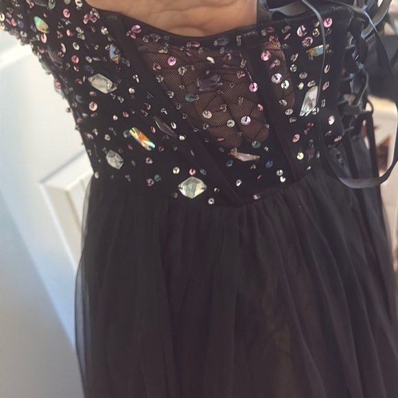 Blondie Nites Black and Silver Embellished Dress - Picture 4 of 5